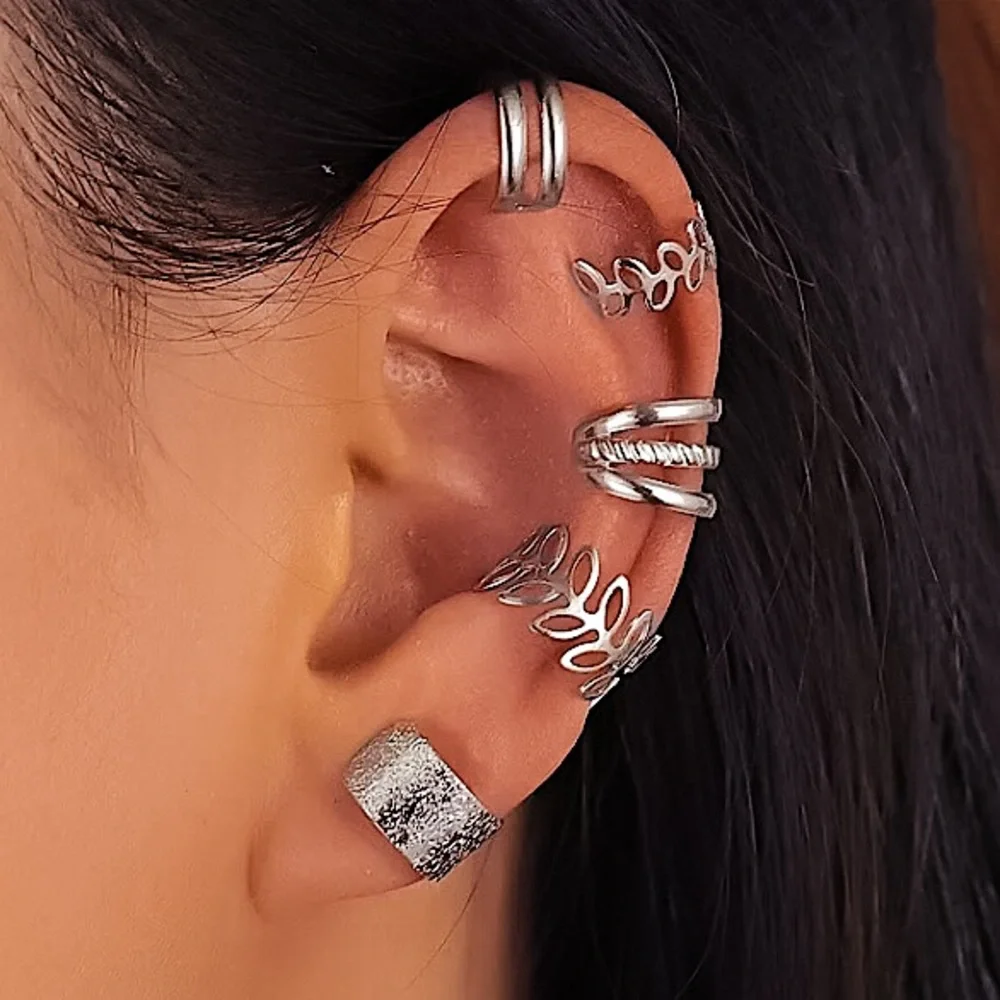 ⚜️[𝟯/$𝟭𝟴]⚜️5 Gun Color Floral Cuff Earrings Set NEW - Picture 6 of 11